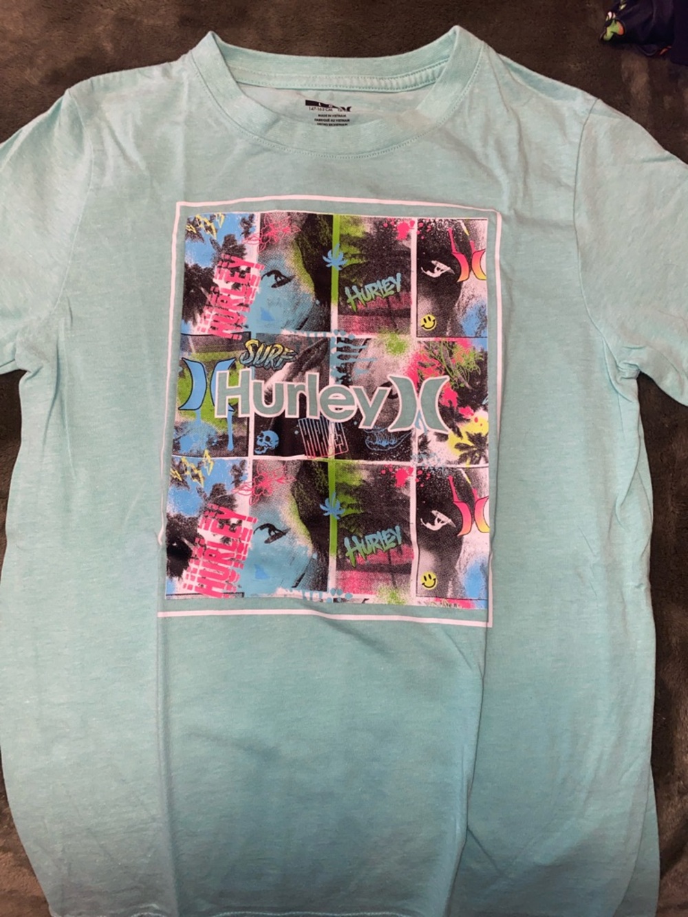 Hurley Light Aqua Graphic Short Sleeve Tee